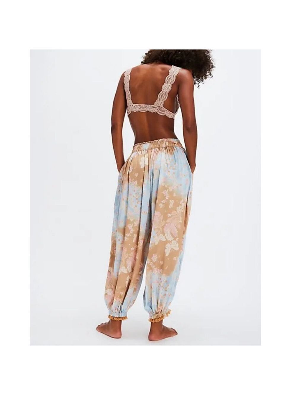 FREE PEOPLE Intimately Night Special Printed Pants Harem pants Embroidered Sz S - Picture 3 of 16